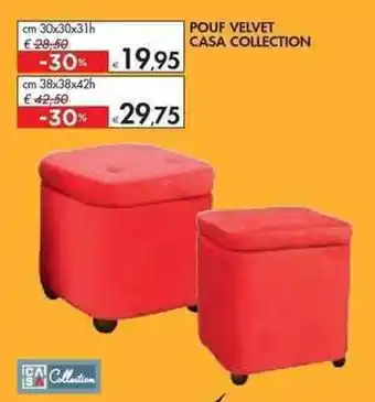Bennet POUF VELVET CASA COLLECTION cm 38x38x42h offerta