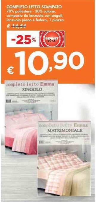 Bennet COMPLETO LETTO STAMPATO offerta