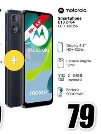 MediaWorld motorola Smartphone E13 2+64 offerta