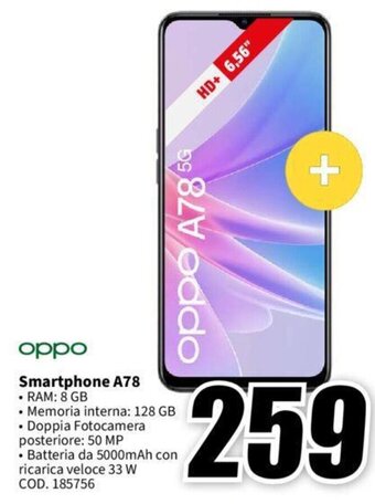MediaWorld oppo Smartphone A78 offerta