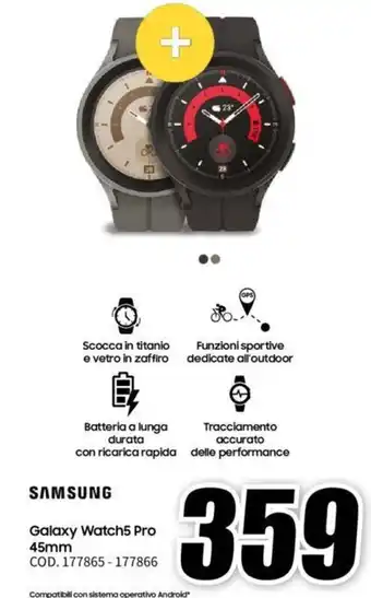 MediaWorld SAMSUNG Galaxy Watch5 Pro 45mm offerta