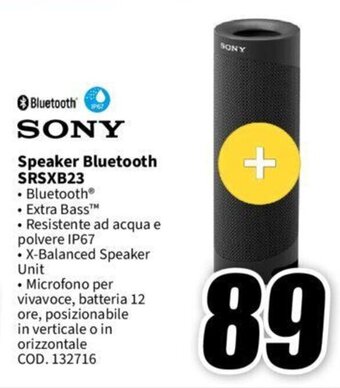 MediaWorld SONY Speaker Bluetooth SRSXB23 offerta