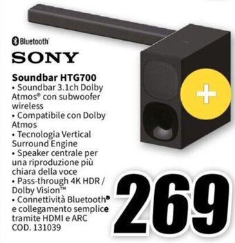 MediaWorld SONY Soundbar HTG700 offerta