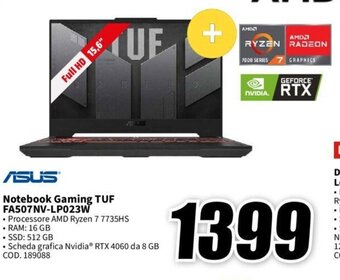 MediaWorld Asus Notebook Gaming TUF FA507NV-LP023W offerta