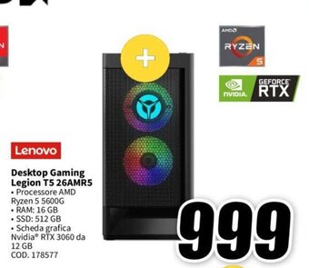 MediaWorld Lenovo Desktop Gaming Legion T5 26AMR5 offerta