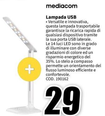 MediaWorld mediacom Lampada USB offerta