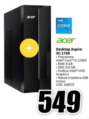 MediaWorld acer Desktop Aspire XC-1760 offerta