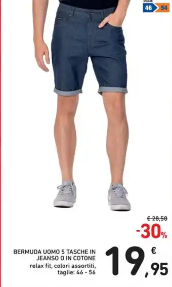 Spazio Conad BERMUDA UOMO 5 TASCHE IN JEANSO O IN COTONE 46-56 offerta