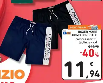 Spazio Conad BOXER MARE UOMO LONSDAL s-xxlE offerta