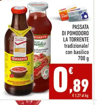 Conad Superstore PASSATA DI POMODORO LA TORRENTE 700 g offerta