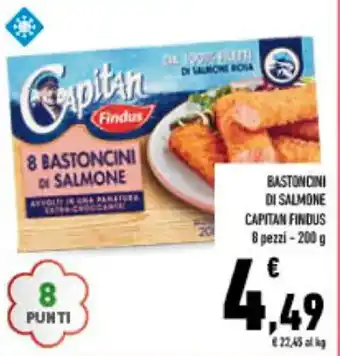 Conad Superstore BASTONCINI DI SALMONE CAPITAN FINDUS 8 pezzi - 200 g offerta