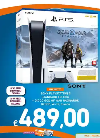 Spazio Conad SONY PLAYSTATION 5 STANDARD EDITION + GIOCO GOD OF WAR RAGNARÖK 825GB offerta