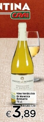 Crai Belisario vino verdicchio di matelica offerta