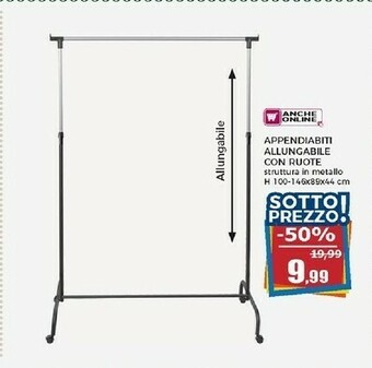 Happy Casa Appendiabiti Allungabile Con Ruote offerta