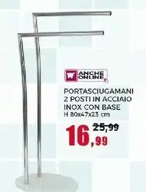 Happy Casa Portasciugamani 2 Posti In Acciaio Inox Con Base offerta