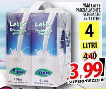 Il Genio Supermercato YMA LATTE PARZIALMENTE SCREMATO 4x 1 LITRO offerta