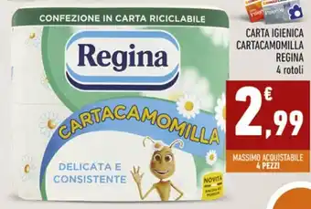 Conad Margherita CARTA IGIENICA CARTACAMOMILLA REGINA 4 rotoli offerta