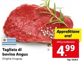 Lidl Tagliata di bovino Angus Origine Uruguay 200 g confezione offerta