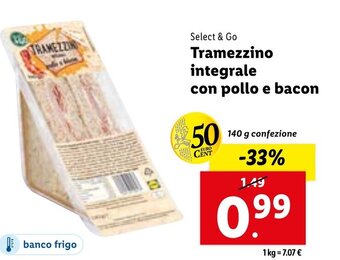 Lidl Select & Go Tramezzino integrale con pollo e bacon 140 g confezione offerta