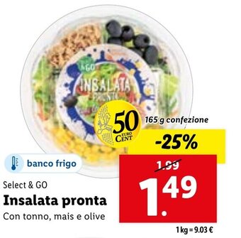 Lidl Select & GO Insalata pronta 165 g confezione offerta