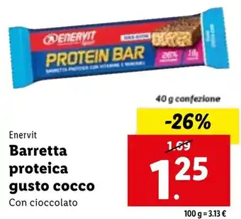 Lidl Enervit Barretta proteica gusto cocco Con cioccolato 40 g confezione offerta