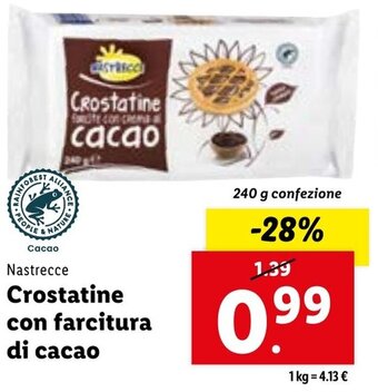 Nastrecce Crostatine con farcitura di cacao 240 g confezione