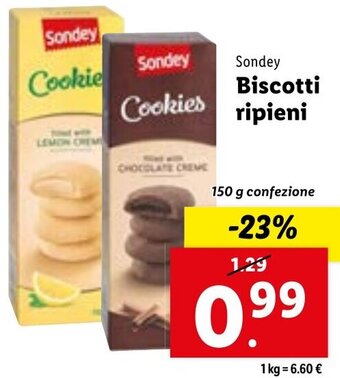 Lidl Sondey Biscotti ripieni 150 g confezione offerta