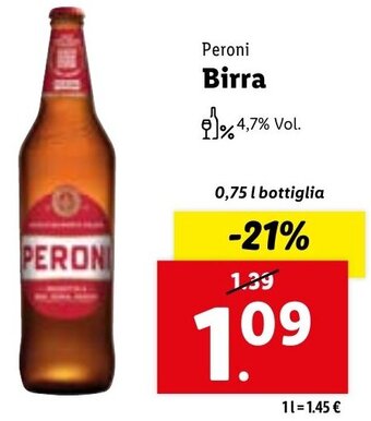 Lidl Peroni Birra 0,75 l bottiglia offerta