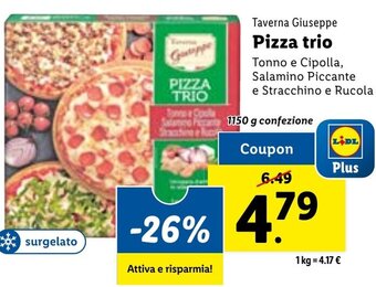 Lidl Taverna Giuseppe Pizza trio 1150 g confezione offerta