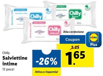Lidl Chilly Salviettine intime 12 pezzi offerta