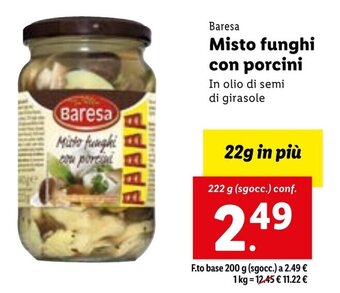 Lidl Baresa Misto funghi con porcini 222 g (sgocc.) conf. offerta