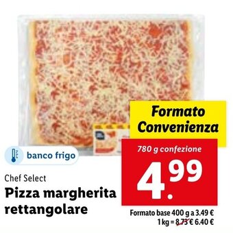Lidl Chef Select Pizza margherita rettangolare 780 g confezione offerta