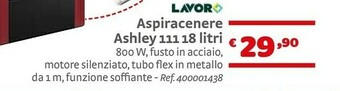 Bricocenter Lavor Aspiracenere Ashley 111 18 Litri offerta
