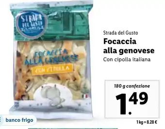 Lidl Strada del Gusto Focaccia alla genovese Con cipolla italiana 180 g confezione offerta