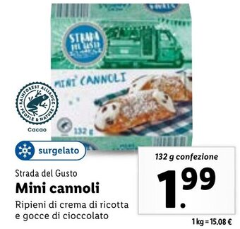 Lidl Strada del Gusto Mini cannoli 132 g confezione offerta