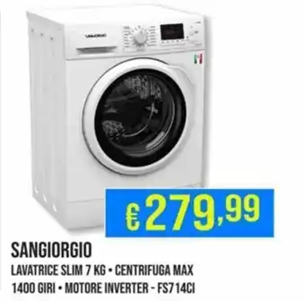 SANGIORGIO LAVATRICE SLIM 7 KG - CENTRIFUGA MAX 1400 GIRI - MOTORE INVERTER – FS714CI