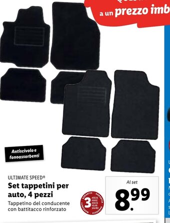 Lidl ULTIMATE SPEED Set tappetini per auto, 4 pezzi offerta