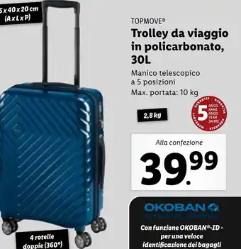 TOPMOVE Trolley da viaggio in policarbonato, 30L 2.8 kg