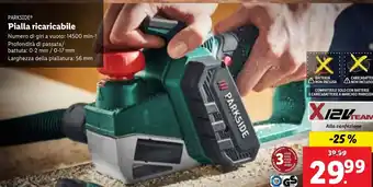 Lidl PARKSIDE Pialla ricaricabile 56 mm X12V TEAM offerta