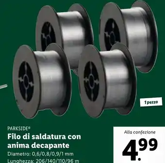 Lidl PARKSIDE Filo di saldatura con anima decapante Diametro: 0,6/0,8/0,9/1 mm Lunghezza: 206/140/110/96 m offerta