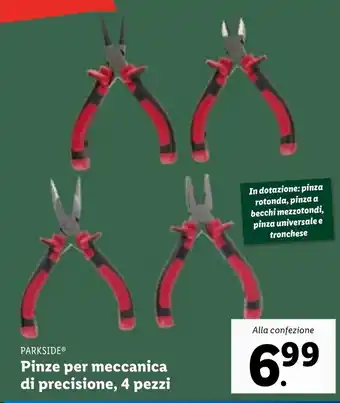 Lidl PARKSIDE Pinze per meccanica di precisione, 4 pezzi offerta