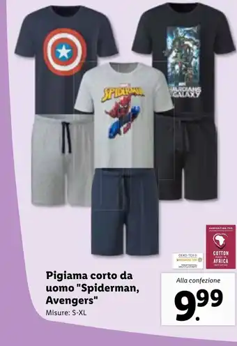 Lidl Pigiama corto da uomo "Spiderman, Avengers" Misure: S-XL offerta