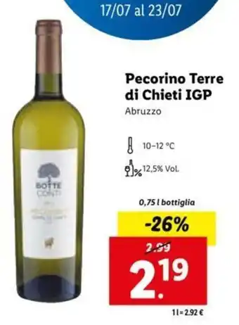 Lidl Pecorino Terre di Chieti IGP 0,75 l bottiglia offerta