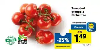 Lidl Pomodori grappolo Nichelfree 500 g confezione offerta
