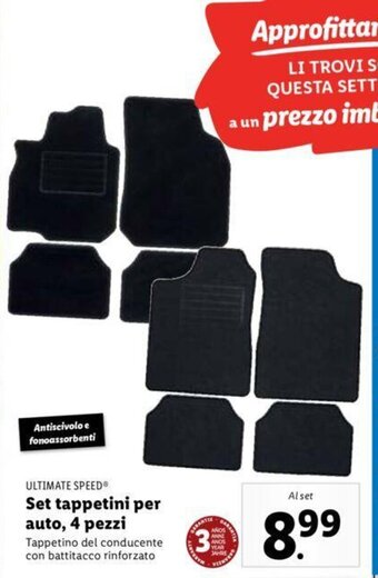 Lidl ULTIMATE SPEED® Set tappetini per auto, 4 pezzi offerta
