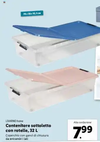 Lidl LIVARNO home Contenitore sottoletto con rotelle, 32 L offerta