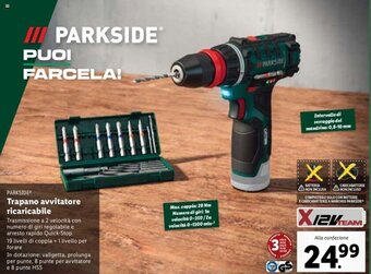 Lidl PARKSIDEⓇ Trapano avvitatore ricaricabile offerta