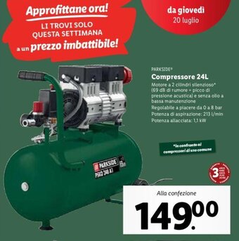Lidl PARKSIDEⓇ Compressore 24L offerta