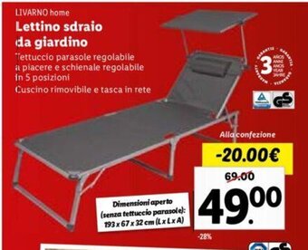 Lidl LIVARNO home Lettino sdraio da giardino offerta