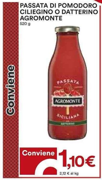Coop PASSATA DI POMODORO CILIEGINO O DATTERINO AGROMONTE 520 g offerta